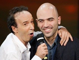 Benigni e Saviano a Vieni via con me ©Foto Lastampa.it