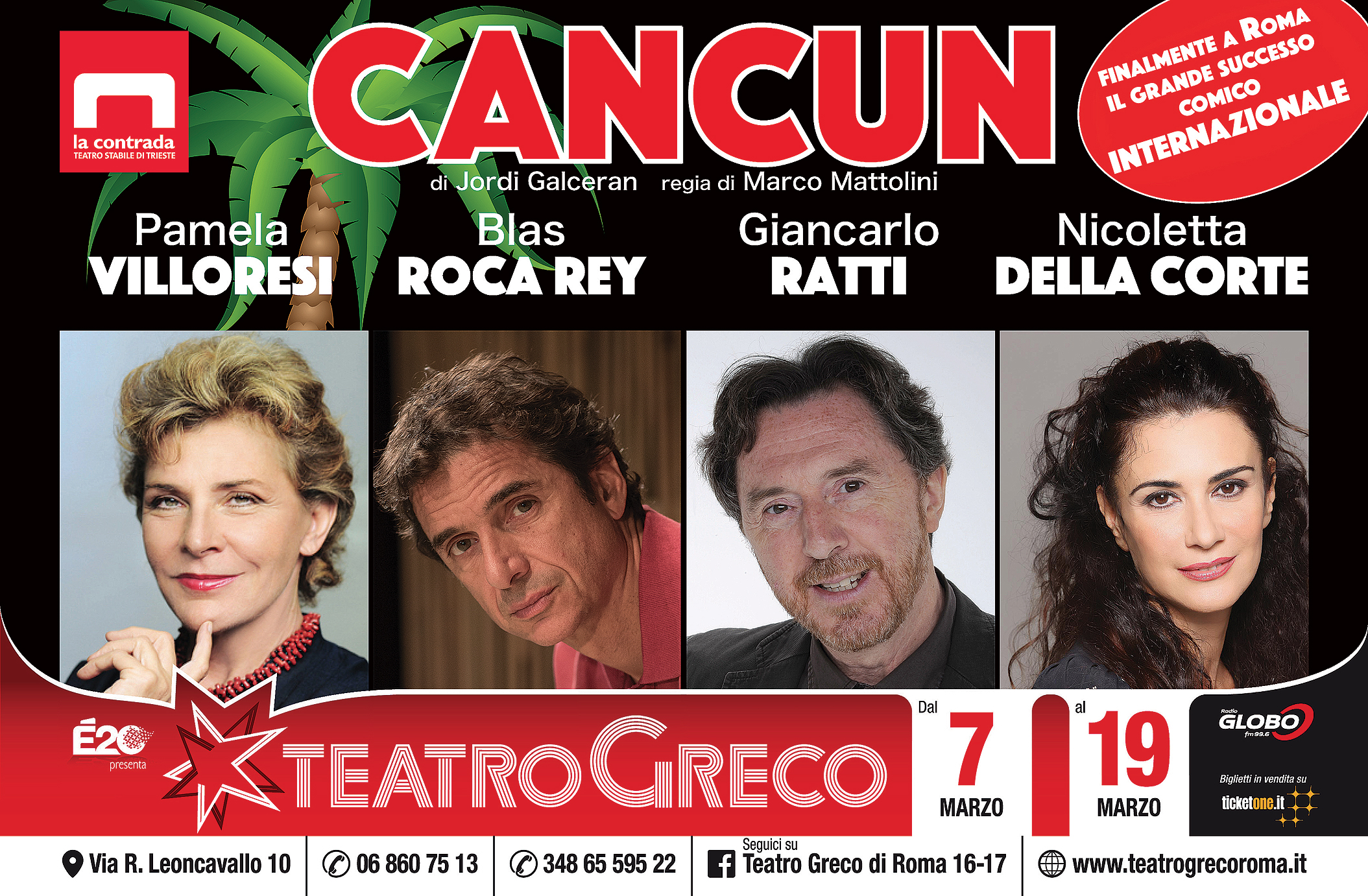 La locandina di Cancun, spettacolo con Pamela Villoresi al Teatro Greco di Roma