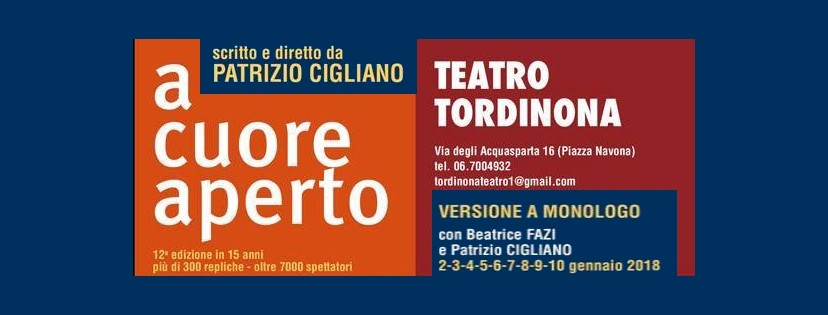 Teatro: A Cuore aperto con Patrizio Cigliano e Beatrice Fazi, la locandina