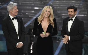 I conduttori di Sanremo 2018: Claudio Baglioni, Michelle Hunziker e Pierfrancesco Favino
