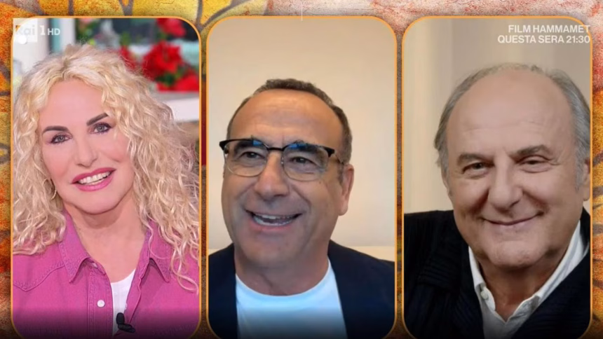 Carlo Conti, Antonella Clerici e Gerry Scotti - Foto US