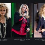 Bonnie Tyler in tre immagini di epoche diverse, dal 1986 al concerto e al ritratto del 1997.