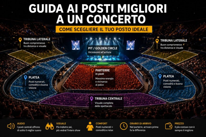Guida ai posti migliori a un concerto tra platea, parterre, pit e tribuna